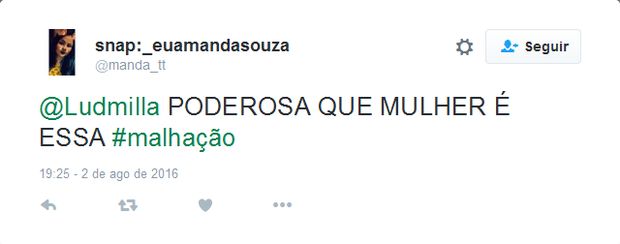 Ludmilla participa de Malhação e recebe elogios no Twitter (Foto: Reprodução/Twitter)