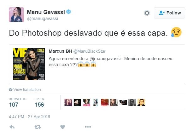 Manu Gavassi comenta capa de revista (Foto: Twitter / Reprodução)