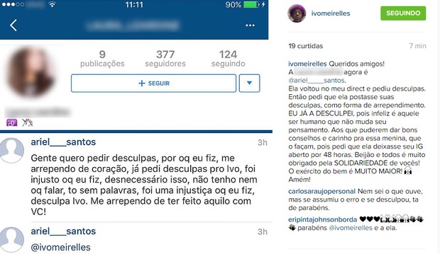 Pedido de desculpas para Ivo Meirelles (Foto: Instagram / Reprodução)