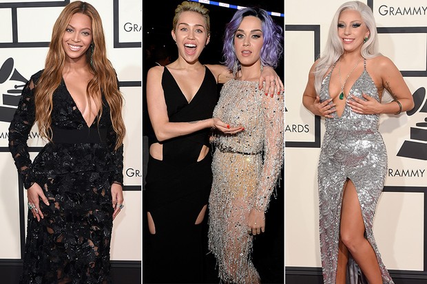 Beyonce, Miley Cyrus e Katy Perry e Lady Gaga  (Foto: Getty Images)