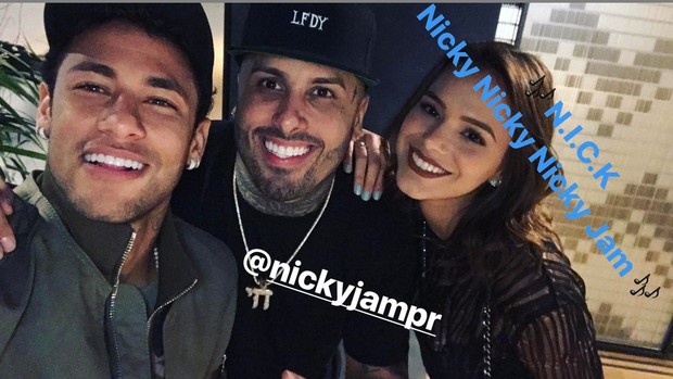Neymar, Nicky Jam e Bruna Marquezine (Foto: Reprodução/Instagram)