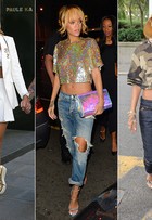 Siga o exemplo de Rihanna e veja como usar looks com barriga de fora
