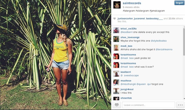 Única foto de Beyoncé que Solange não deletou (Foto: Reprodução/Instagram)