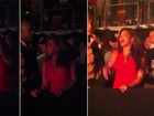 Grávida, Beyoncé se diverte durante show de Jay-Z e Kanye West