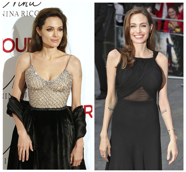 Angelina Jolie: antes e depois da mastectomia (Foto: REUTERS/Neil Hall/Juan Medina)