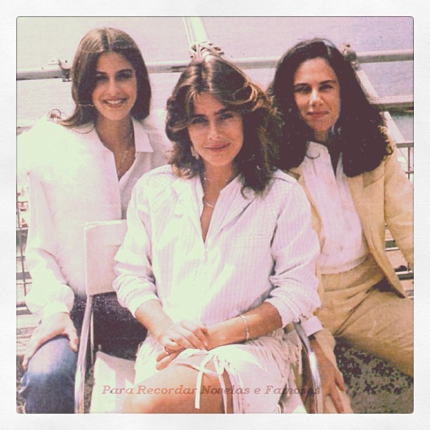 LV, Maitê Proença e Xuxa lopes em 1982, no Festival de Cinema de Cannes (Foto: Instagram / Reprodução)