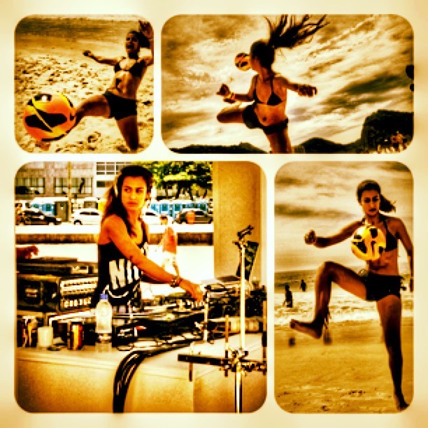 Paula Morais mostra foto de biquíni, jogando bola na praia (Foto: Instagram)