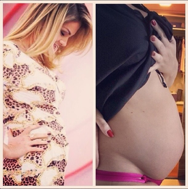 Ana Hickmann compara a barriga de 8 semanas com a de 31  (Foto: Reprodução Instagram)