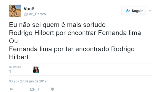 Internautas comentam foto de Rodrigo Hilbert com imagem de Fernanda Lima (Foto: Reprodução/Twitter)