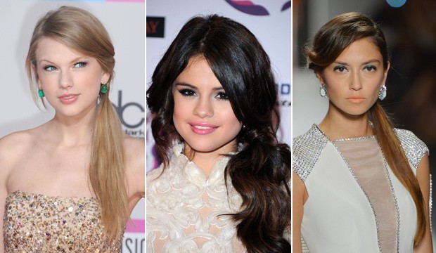 Taylor Swift, Selena Gomez e Jenny Packham com rabo lateral (Foto: Getty Images)