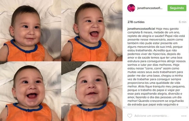 Jonathan Costa faz homenagem ao filho, mas alfineta Antonia Fontenelle (Foto: Reprodução/Instagram)