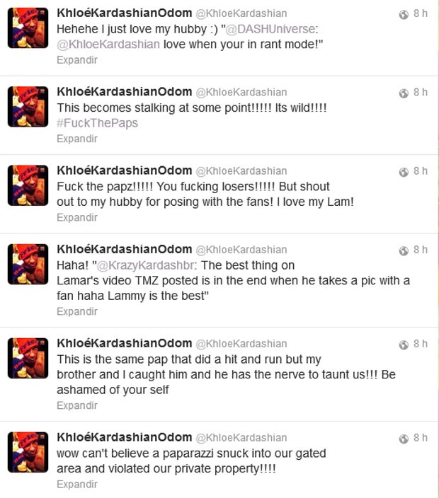 Khloe Kardashian defende marido após confusão com paparazzi (Foto: Twitter / Reprodução)