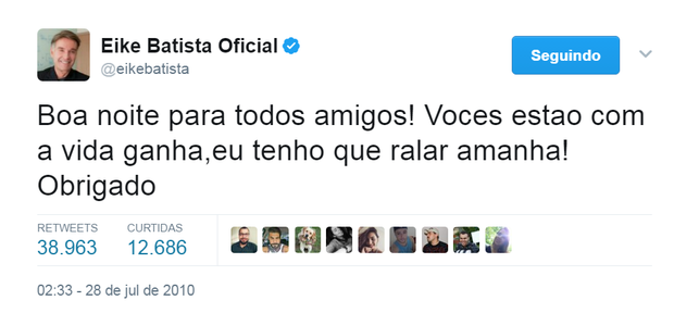 Tweet de Eike Batista (Foto: Reprodução/Twitter)