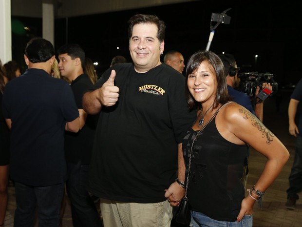 Leandro Hassum com a mulher em show no Rio (Foto: Felipe Panfili/ Ag. News)