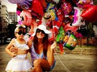 Rafa Justus curte carnaval vestida de baiana em Ipanema