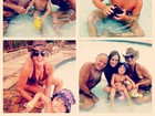 Rafa Justus curte piscina na casa da vovó Helô Pinheiro