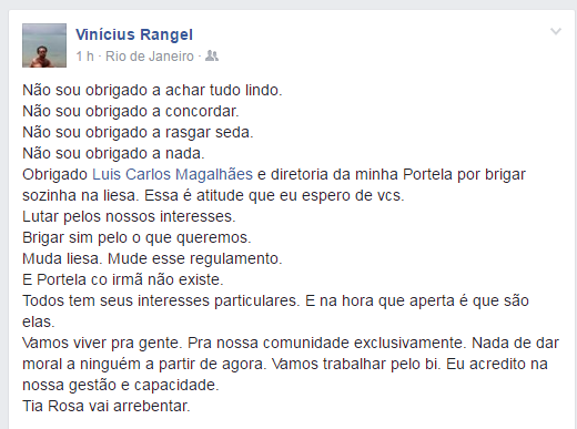 Vinicius Rangel, integrante da escola (Foto: Reprodução/Facebook)