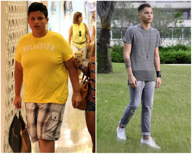Pablo, filho de Valesca Popozuda, antes e depois de perder 35 quilos (Foto: Agnews/Roberto Teixeira/EGO)