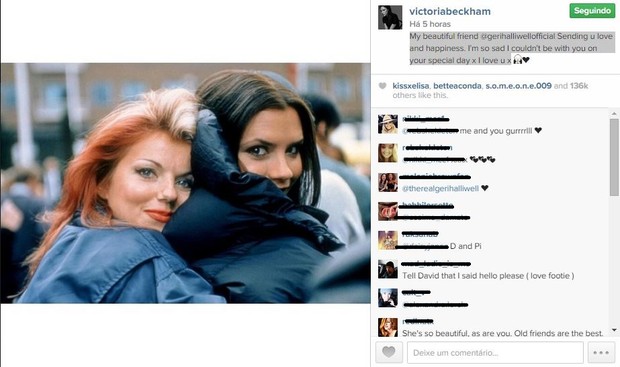 Victoria Beckham faz homenagem a ex-Spice Girl Geri Halliwell, que se casou na igreja com Christian Horner, da F-1 (Foto: Reprodução do Instagram)