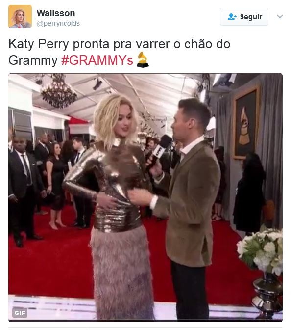 Memes sobre o look de Katy Perry no Grammy (Foto: Reprodução / Twitter)