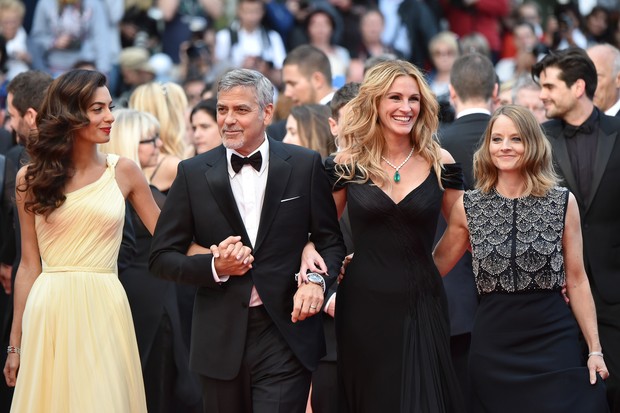 Amal Alamuddin, Geroge Clooney, Julia Roberts e Jodie Foster (Foto: AFP)