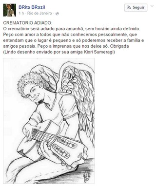 Márcia Brito, mãe de Rian Brito, em post na web (Foto: Reprodução/Facebook)