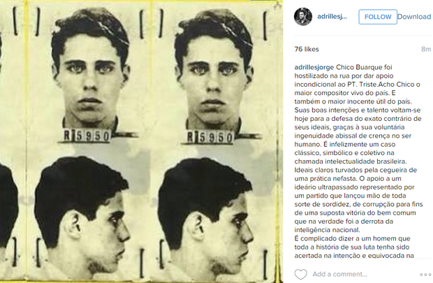 Adrilles Jorge defende Chico Buarque  (Foto: Instagram / Reprodução)