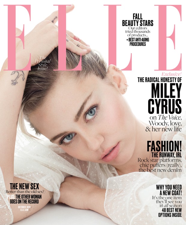 Miley Cyrus como capa da Elle (Foto: Terry Tsiolis/ ELLE)