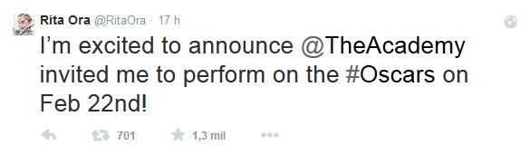 Rita Ora faz postagem em seu Twitter (Foto: Twitter/Reprodução)