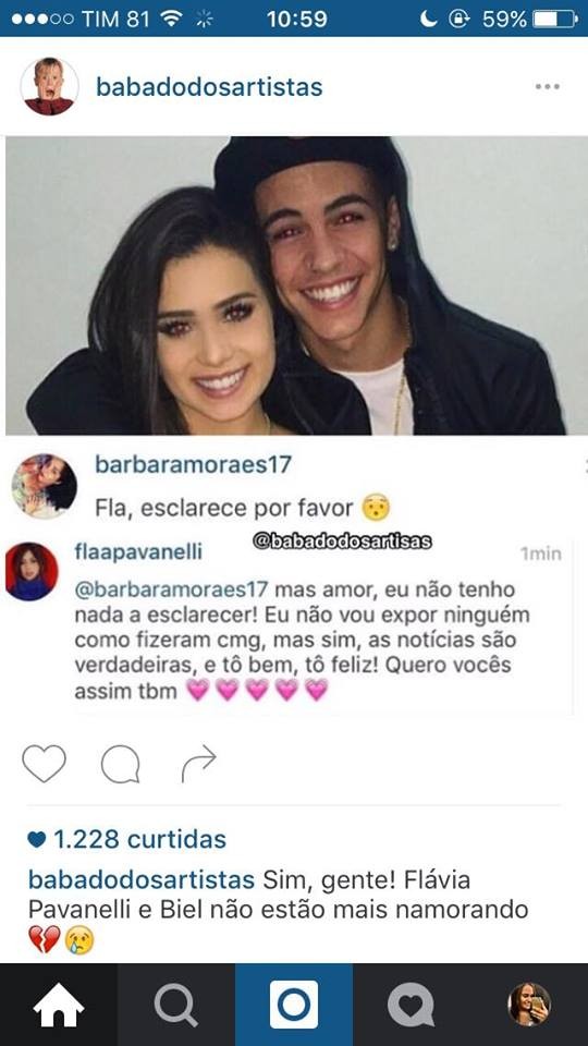 Flávia Pavanelli confirma término d enamoro com Mc Biel (Foto: Reprodução/Instagram)