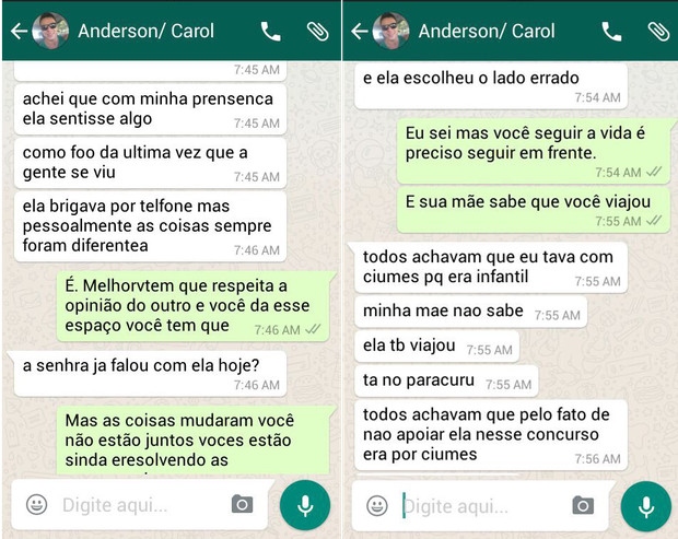 Mensagens de Anderson para mãe de Ana Carolina Vieira - 01 (Foto: Arquivo Pessoal)