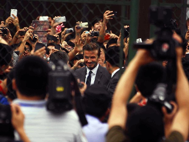 David Beckham em Xangai, na China (Foto: Peter Parks/ AFP)