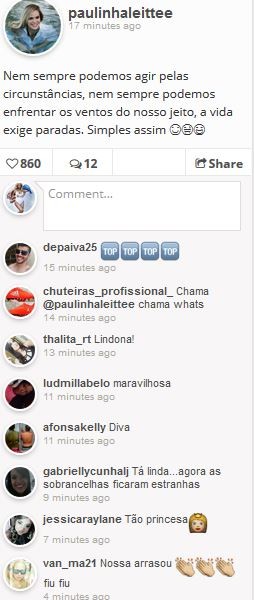 Comentários no instagram da ex-BBB Paulinha (Foto: reprodução/instagram)