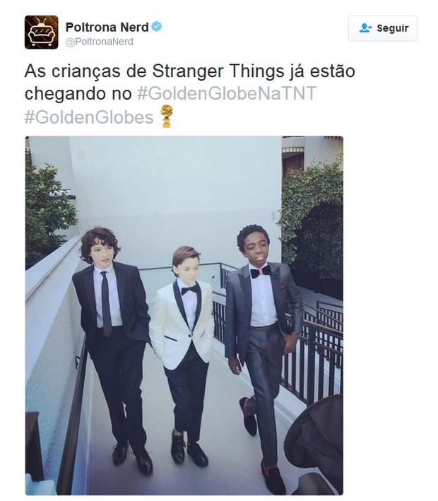 Elenco infantil de Stranger Things chama atenção no Globo de Ouro  (Foto: Twitter / Reprodução)