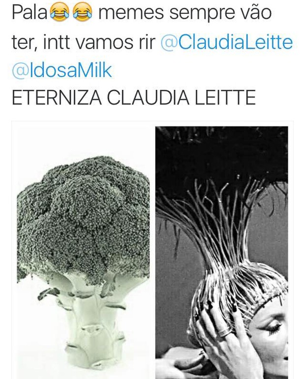 Memes sobre adereço de cabeça de Claudia Leitte no desfile (Foto: Reprodução / Twitter)