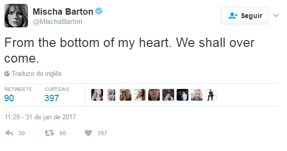 Mischa Barton agradece aos fãs pelo apoio após surto psicótico (Foto: Reprodução/Twitter)