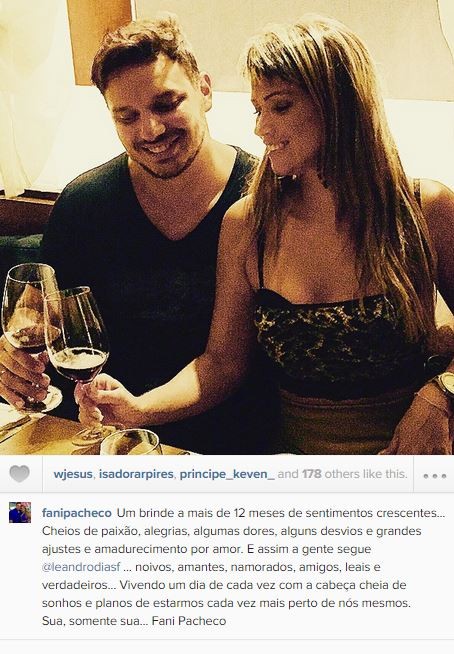 Fani Pacheco se declarando para seu namorado (Foto: Instagram / Reprodução)