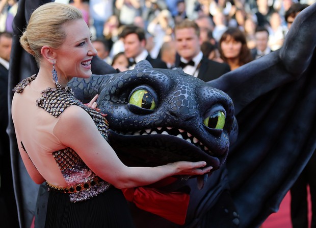 Cate Blanchett na première de How to train your Dragon 2, no Festival de Cannes (Foto: AFP)
