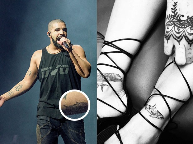 Tatuagens de Drake e Rihanna (Foto: Getty Images | Reprodução/ Instagram)