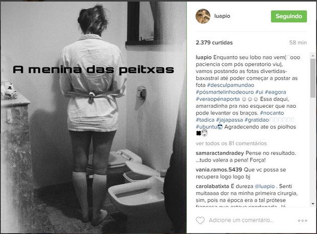 Luana Piovani faz post e fala sobre cuidados depois de colocar silicone nos seios (Foto: Reprodução/Instagram)