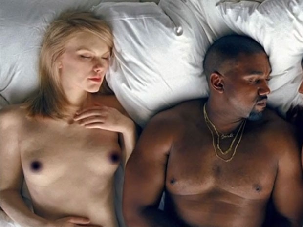 Taylor Swift e Kanye West são retratados em clipe (Foto: Reprodução)