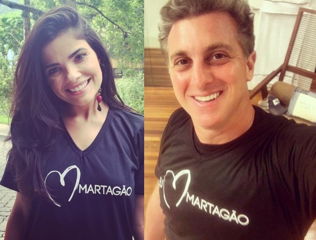 Vanessa Giácomo e Luciano Huck vestiram a camisa da ação beneficente (Foto: Reprodução)