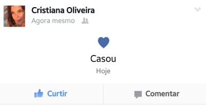 Cristiana Oliveira muda status de facebook para casada (Foto: Reprodução / Facebook)