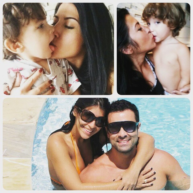 Priscila Pires com o marido, Bruno Andrade, e os filhos (Foto: Reprodução/Instagram)