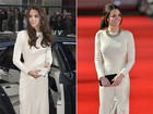 Kate Middleton repete vestido que usou há mais de um ano. Compare