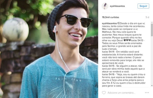 Eyshila posta orações para o filho, Matheus (Foto: Reprodução / Instagram)