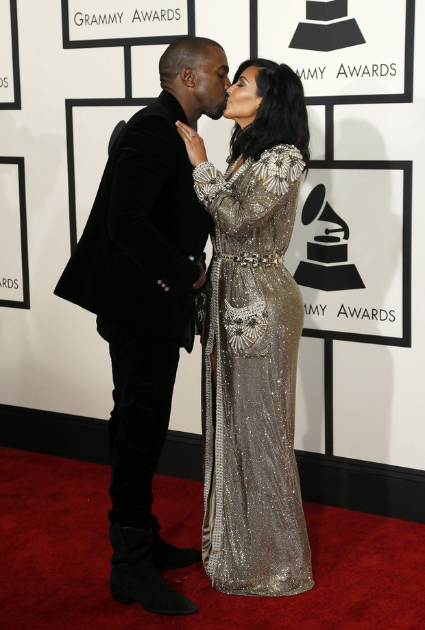 Kanye West e Kim Kardashian no Grammy 2015 (Foto: Reuters)