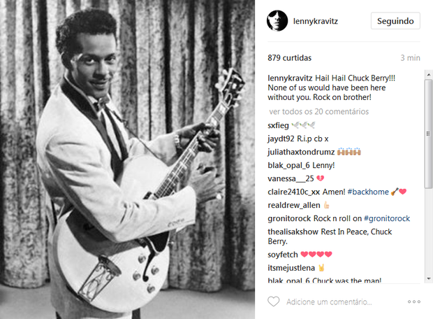 Lenny Kravitz homenageia Chuck Berry (Foto: Reprodução/Instagram)