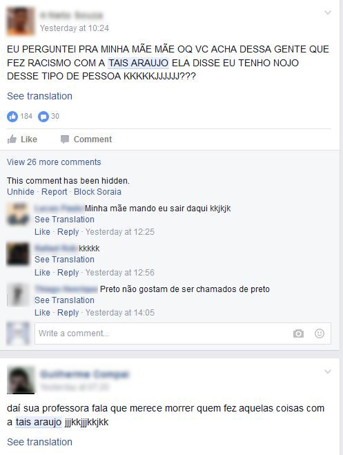 Grupo que atacou Taís Araújo nas redes sociais (Foto: Facebook / Reprodução)