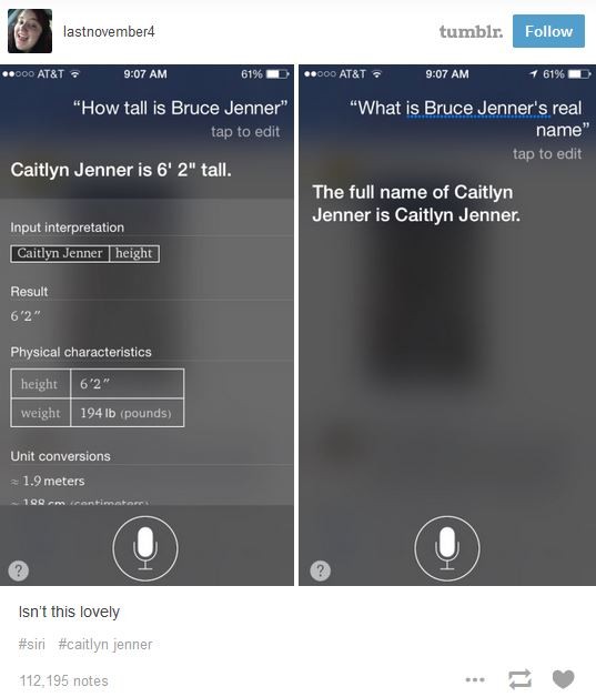 Assistente do iPhone corrige nome de Caitlyn Jenner (Foto: Instagram / Reprodução)